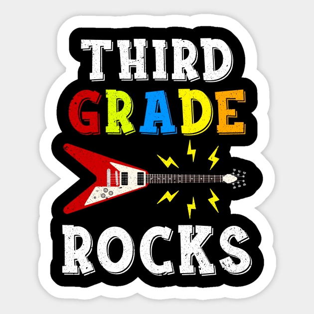 Third Grade Rocks Teacher Student Kid Back To School Sticker by hardyhtud